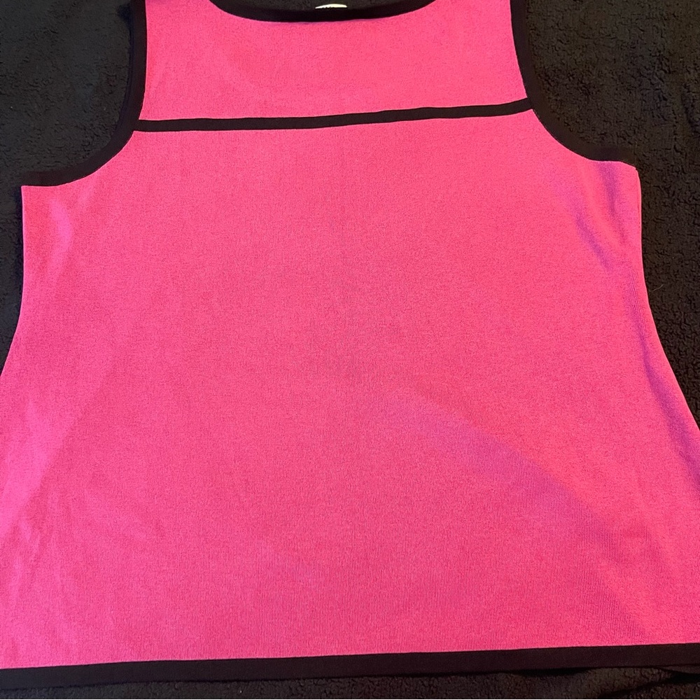 Misook women’s pink tank top black trim vintage size XL - Picture 4 of 8